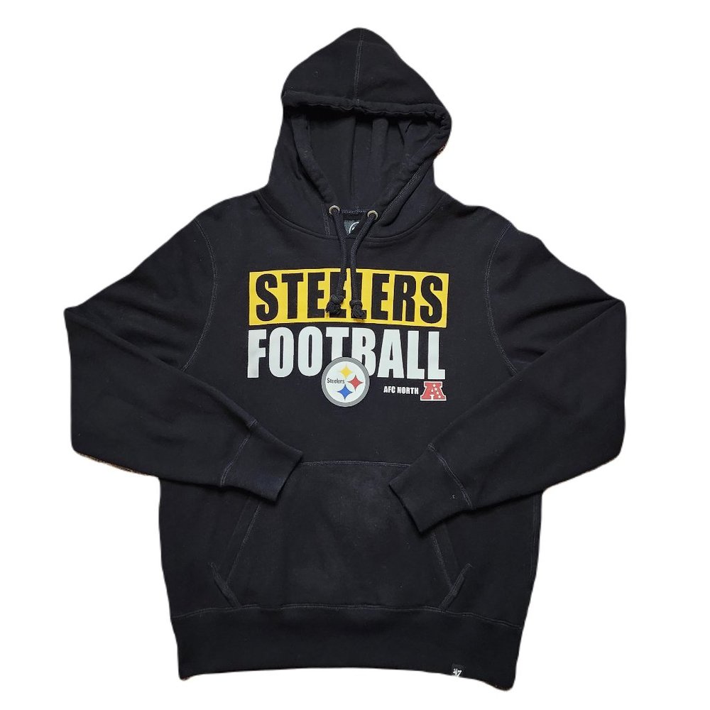 47 Brand Steelers Football Black Pullover Hoodie Men's Size Large